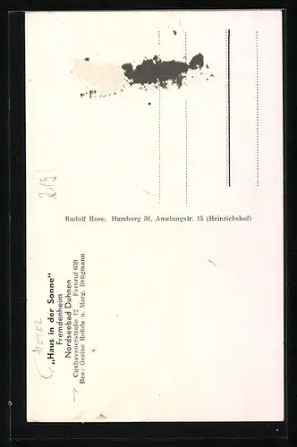 AK Duhnen, Hotel Haus in der Sonne, Cuxhavenerstrasse 12