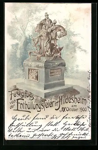 Künstler-AK Hildesheim, Denkmals-Enthüllungsfeier Oktober 1900