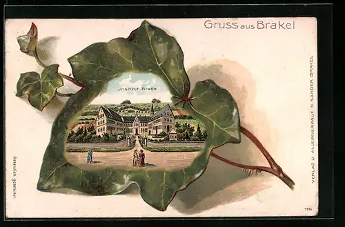 Passepartout-Lithographie Brakel, Institut Brede, Efeublatt