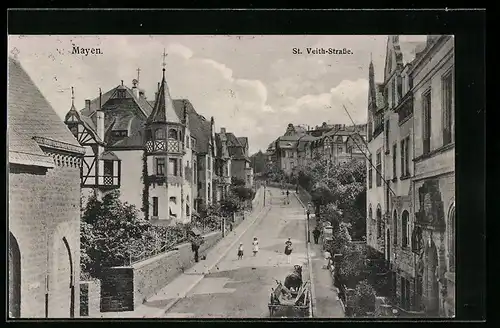 AK Mayen, St. Veith-Strasse aus der Vogelschau