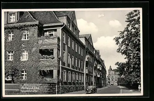 AK Pirna /Elbe, Partie in der Hospitalstrasse