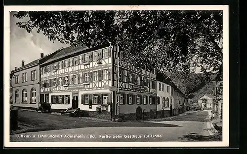 AK Adelsheim i. Bd., Strassenpartie beim Gasthaus zur Linde