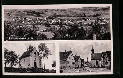 AK Bieberehren, Gesamtansicht aus der Vogelschau, Hauptstrasse, Kapelle