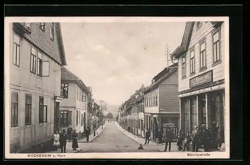 AK Bockenem a. Harz, Bönnierstrasse mit Geschäft F. C. Wiesen sen.