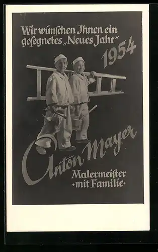 AK Neujahrsgrüsse vom Malermeister Anton Mayer 1954
