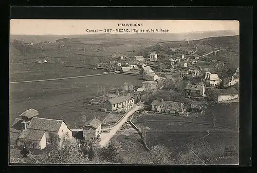 AK Vézac, l`Eglise et le Viallage, Ortsansicht