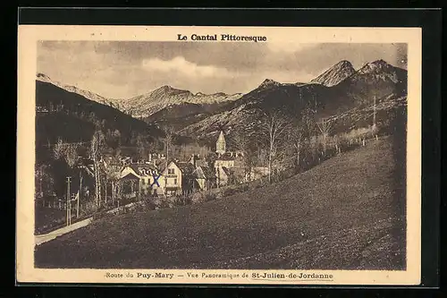 AK Puy-Mary, Strassenpartie mit Ortsansicht