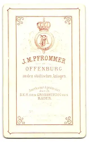 Fotografie J. M. Pfrommer, Offenburg, An den städtischen Anlagen, Bürgerlicher mit Orden, Fliege und mächtigem Vollbart