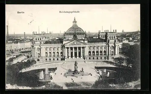 AK Berlin-Tiergarten, Reichstag mit Anlagen aus der Vogelschau