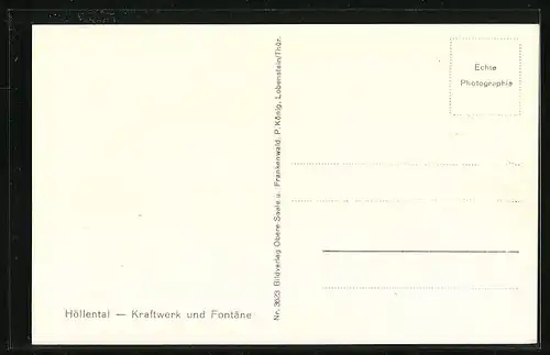 AK Höllenthal /Frankenwald, Kraftwerk und Fontäne