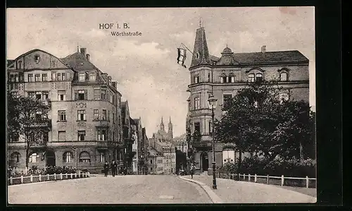 AK Hof i. B., Blick in die Wörthstrasse