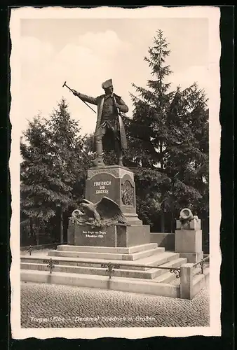 AK Torgau /Elbe, Denkmal Friedrich d. Grossen, Landpoststempel