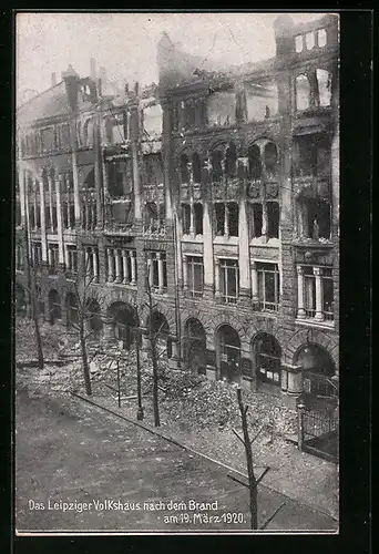 AK Leipzig, Das Volkshaus nach dem Brand am 19. März 1920