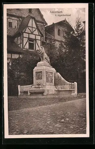 AK Amorbach, Strassenpartie am Kriegerdenkmal