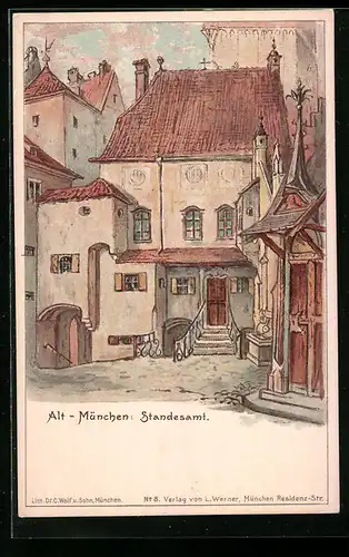 Künstler-AK München, Standesamt in Alt-München