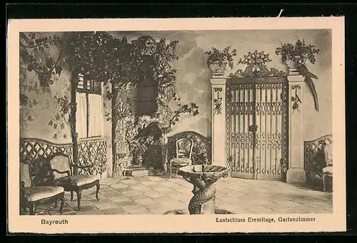 AK Bayreuth, Lustschloss Eremitage, Gartenzimmer