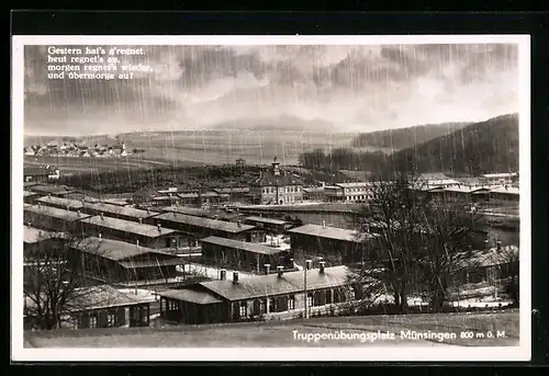 AK Münsingen, Truppenübungsplatz im Regen