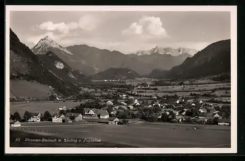 AK Pfronten-Steinach, Teilansicht mit Säuling und Zugspitze