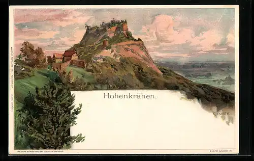 Künstler-AK Carl Biese: Singen, Burg Hohenkrähen