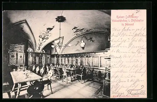 AK Admont, Gasthaus Stiftskeller, Kaiser-Jubiläums-Weinstübchen, Innenansicht