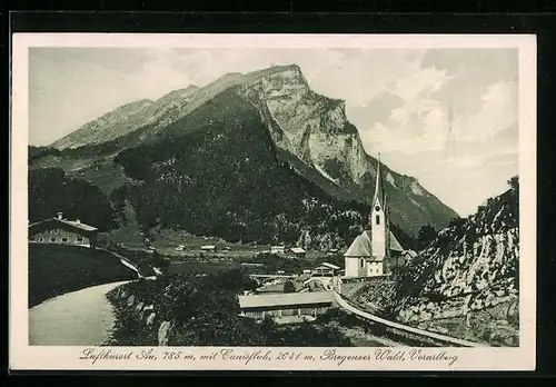 AK Au /Bregenzer Wald /Vorarlberg, Ortspartie mit Kirche und Canisfluh