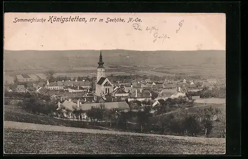 AK Königstetten, Teilansicht mit Kirche