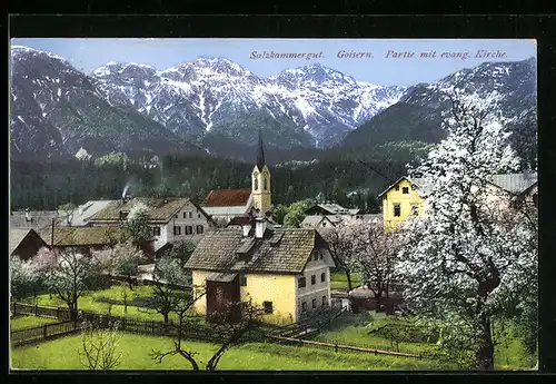 AK Goisern /Salzkammergut, Partie mit evangelischer Kirche