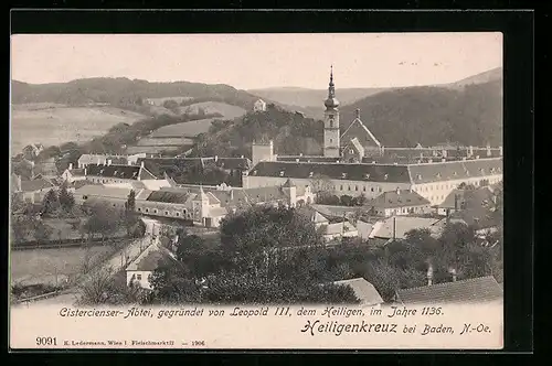AK Heiligenkreuz bei Baden, Ansicht von Cistercienser-Abtei