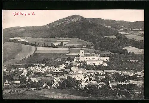 AK Kirchberg a. W., Ortsansicht mit Bergen