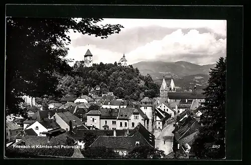 AK Friesach, Ortsansicht mit Petersberg