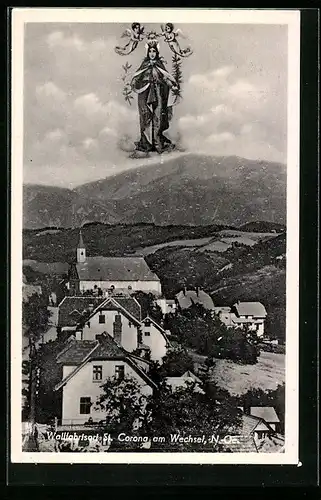 AK St. Corona a. Wechsel, Ortsansicht mit Madonna