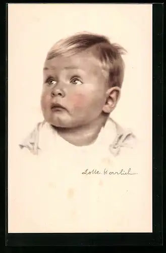 Foto-AK Lotte Herrlich: Portrait eines kleinen Jungen im Halbprofil