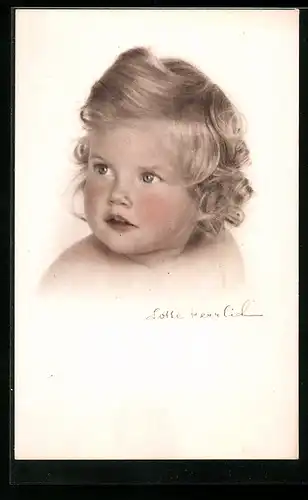 Foto-AK Lotte Herrlich: Mädchen mit blonden Locken im Halbprofil