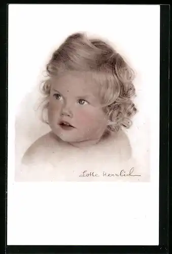 Foto-AK Lotte Herrlich: Mädchen mit blonden Locken im Halbprofil