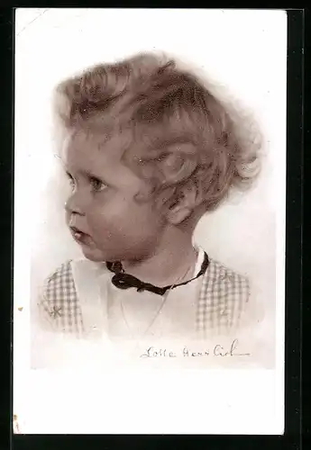 Foto-AK Lotte Herrlich: Kind mit blonden Locken im Seitenprofil