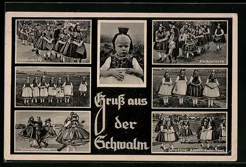 AK Hessische Trachten, Hochzeitszug, Schwalmer Tanz