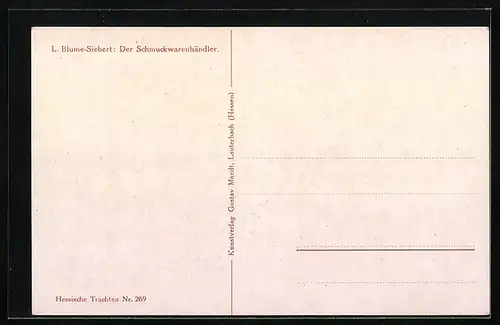 Künstler-AK Der Schmuckwarenhändler, hessische Trachten