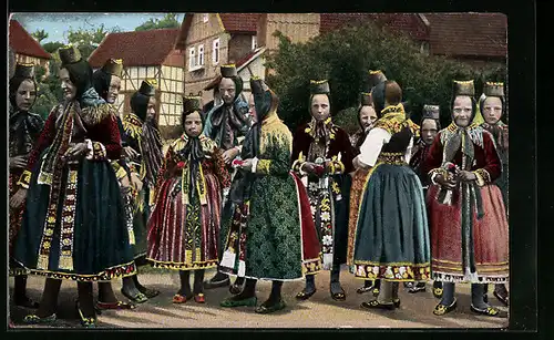 AK Junge Mädchen in hessischer Tracht