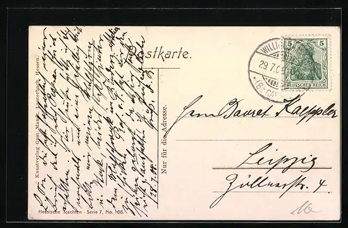 AK Mann liest Zeitung, hessische Trachten