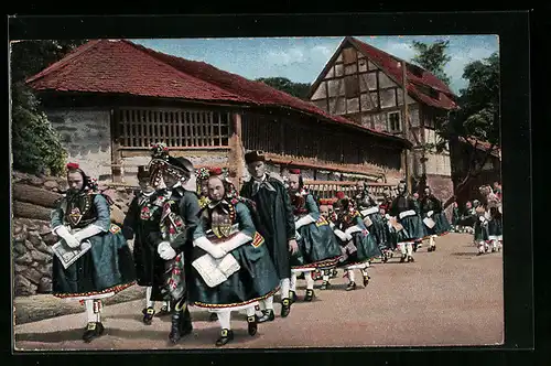 AK Hessische Trachten, Schwälmer Hochzeitszug