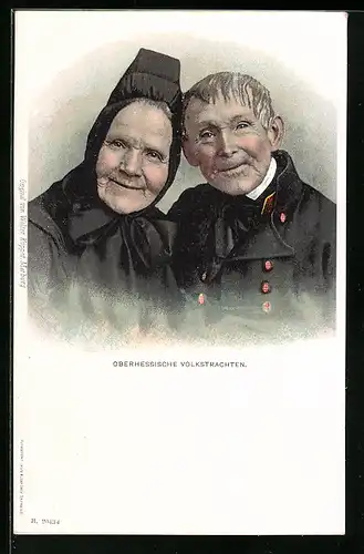 AK Oberhessische Volkstrachten, älteres Paar