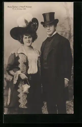 AK Schauspieler Reta Walter und Adolf Hesse, elegant gekleidet