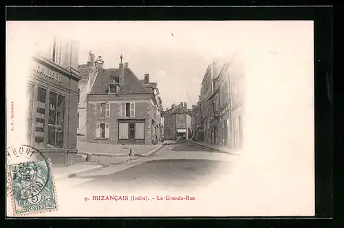 AK Buzancais, La Grande-Rue, Strassenpartie