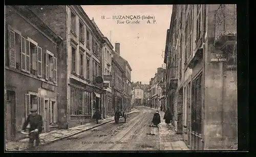 AK Buzancais, Rue Grande, Strassenpartie