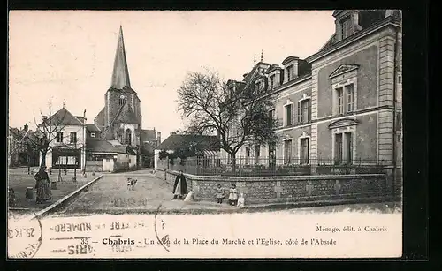 AK Chabris, Un coin de la Place du Marché et l`Église, Côté de l`Abside