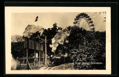 AK Wien, Wiener Prater, Liliputbahn und Riesenrad