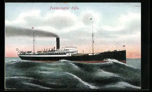 AK Postdampfer Edfu unter Volldampf