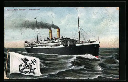 AK Reichspostdampfer Barbarossa unter Volldampf auf See, Wappen