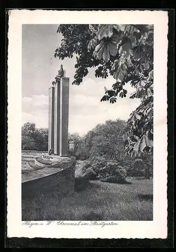 AK Hagen i. W., Ehrenmal im Stadtgarten