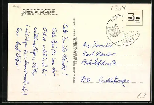 AK Wendtorf, Jugendfreizeitheim Scheune, Inh. Fam. Lamp
